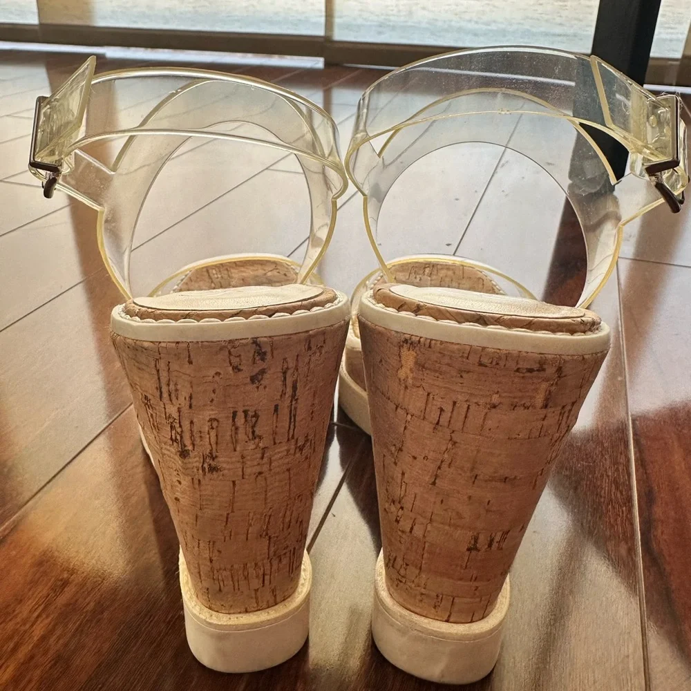 Jessica Simpson Clear Strap Cork Wedge Heels - Picture 4 of 4